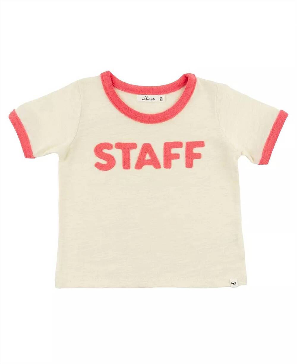 NEW OH BABY! kids butter staff billie slub ringer tee in white